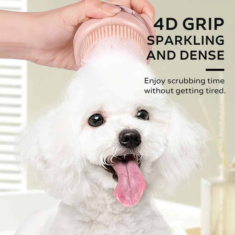【Tiktokshopblackfriday】2-In-1 Dog Bath Brush with Shampoo Dispenser – Soft Silicone Massage Brush for Dogs & Cats, Gentle Grooming Tool for Long/Short Hair during Bath Time