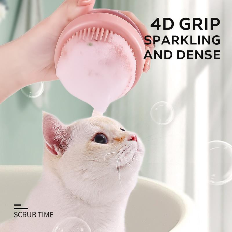 【Tiktokshopblackfriday】2-In-1 Dog Bath Brush with Shampoo Dispenser – Soft Silicone Massage Brush for Dogs & Cats, Gentle Grooming Tool for Long/Short Hair during Bath Time